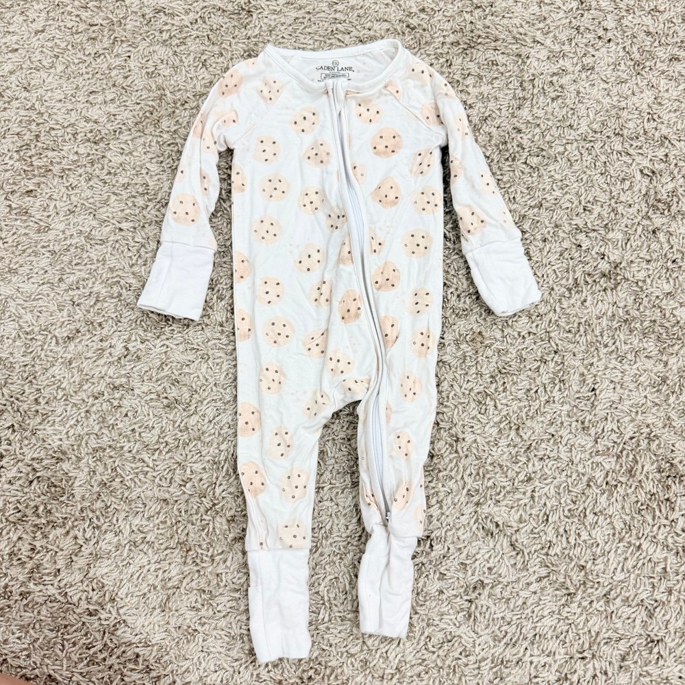 Caden Lane Cookie print bamboo zippy pajamas size 0-3 months